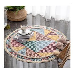 Carpets Nordic Floor Mats Round Rugs With Boho Trim Tassel Hand Tufted Bedroom Tapestries Door Entry Living Room