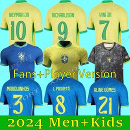 2024 BRAZILs soccer jerseys NEYMAR JR VINI JR Camiseta de futbol PAQUETA RAPHINHA 22 24 football shirt maillots MARQUINHOS brasil RICHARLISON MEN KIDS WOMAN