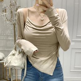 Work Dresses 2024 Elegant 2 Piece Sets Woman Irregular Designer Y2k Sense Pleat Sling Thin Cardigan Female Korean Fashion Casual Chic