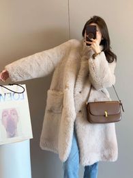 Ali Sheep Fleece Lamb Maotoka Fur Coat for Womens Mid Length Leather and Integrated Korean Version Thickened Young