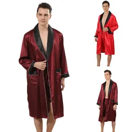 Men's Sleepwear Warm Comfortable Male Robe Satin Bathrobe With Shorts Set Pajamas Silky Kimono