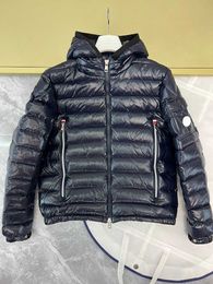 Monclairer Galion Arm Pocket Badge Mens Down Jacket Front Mid Length Zipper Pocket puffer jacket Winter Hooded coat Size 1--5