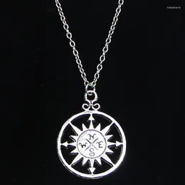 Chains 20pcs Fashion Necklace 36x27mm Circle Compass Pendants Short Long Women Men Colar Gift Jewellery Choker