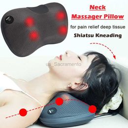 Massaging Neck Pillowws Back Massager Pillow for Relax Deep Tissue Shiatsu Kneading Neck and Shoulder Massager with Heat Electric Car Massage Pillow 240323