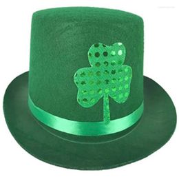 Berets BuckleBelt Green Hat Sequins Shamrock StPatrick Day Costume Decors