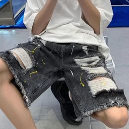 Men's Jeans Retro Style Denim Shorts Summer With Elastic Drawstring Waistband Pockets Solid For A