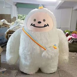 Mascot Costumes 2m Iatable Snow Monster Mascot Costume for Entertainment Adult Funny Character Blow Up Suit Fancy Dress