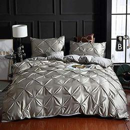 Bedding Sets Pinch Pleated Duvet Cover Set Pin Tuck Zipper & Corner Ties Ruffle Flower Design