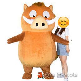 Mascot Costumes 2m Realistic Iatable Wild Boar Costume Funny Adult Wearable Mascot Suit Pig Blow Up Outfit Stage Wear Fancy Dress Event Party