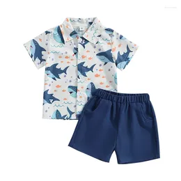 Clothing Sets Toddler Baby Boy Summer Clothes Short Sleeve Lapel Button Down Shirt Shorts Kids Gentlemen Casual Outfits