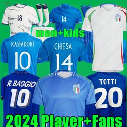 Italy Soccer Jerseys Maglie Da Calcio Long Sleeve PELLEGRINI CHIESA BARELLA Italia 23 24 Football Shirts T Men Set Kids Kit Training Uniform