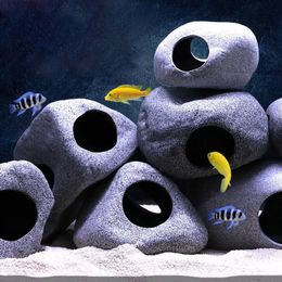 Ceramics Fish Tank Cave Stone Landscaping Decoration Ornaments Clay Pot Shrimp Shelter Breeding Tank Aquarium Accessories 240305