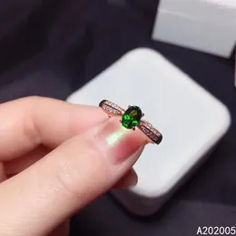 Cluster Rings KJJEAXCMY Fine Jewellery 925 Sterling Silver Inlaid Natural Gem Gemstone Diopside Lady Female Crystal Ring Support Test