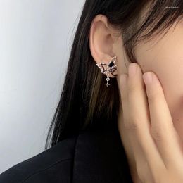 Stud Earrings Black Retro Asymmetrical Butterfly Trend Cool For Women Jewelry Gifts