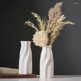 Vases Vilead Geometric Abstract Ceramic Vase Smooth Nordic Pampas Grass Arrangement Dried Flower Kitchen Table Decoration Living Room