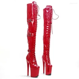 Dance Shoes Fashion Women 20CM/8inches PU Upper Plating Platform Sexy High Heels Thigh Boots Pole 45