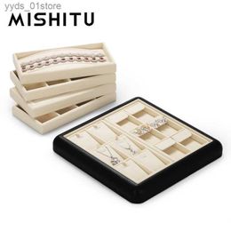 Jewellery Boxes MISHITU PU Leather Jewellery Tray Storage Box Drer Display Organiser Case Rings Earrings Necklace Jewellery Display Storage Trays L240323