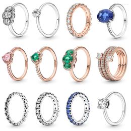Cluster Rings 925 Sterling Silver Rose Gold Ring Eternal Heart Sparkling Gem For Party And Holiday Women High Quality Jewellery Love Gift