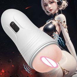 Masturbators Automatic Male Masturbator Blowjob Vibration Machine Real Vagina Pocket Pussy Penis Oral Masturbation Cup Adult Sex Toy for Man