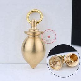 New Style Mini Brass Smoking Dry Herb Tobacco Spice Miller Pill Storage Bottle Stash Case Portable Bomb Shape Key Ring Pendant Container Jars Tank DHL