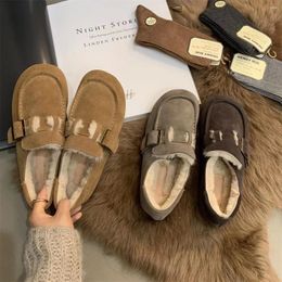 Casual Shoes Women Autumn Female Slip-on Round Toe Sneaker Loafers With Fur Fall Dress Retro Slip On Winter Moccasin Leisure