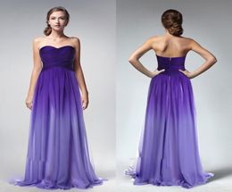 Ombre Purple Cheap A Line Long Bridesmaid Dresses Sweetheart Backless Sleeveless Ruched Cheap Bridesmaids Gowns Custom Made Girls 6188707