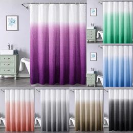 Shower Curtains Gradient Textured Curtain Nordic High-end Screen Waterproof Polyester Bathroom With Metal Hooks 180x200cm