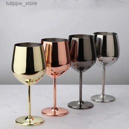 Wine Glasses Wine glass 304 stainless steel red wine coaster 500ml food grade fruit juice beverage coaster shatterproof party bar kitchen tool L240323