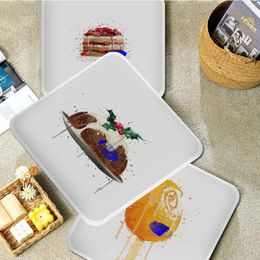 Pillow Fashion Graffiti Art Fruit Ice Cream Decorative Fabric Non-slip Living Room Sofa Decor Tatami Office Stool Seat Mat