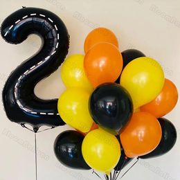 Party Decoration Construction Birthday Balloons Orange Yellow Black Latex 12inch Baby Shower Globos Boys Kid 1st Decor