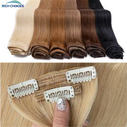 Extensions Rich Choices Double Weft Clip In Hair Extensions Real Human Hair 8pcs Hairpiece Full Head Natural Hair Extension Gift for Women