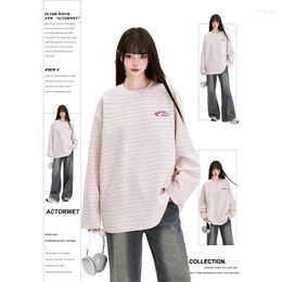 Women's T Shirts CASUMANL Brand 2024 Spring Summer Tshirts For Women O Neck Thin Striped Long Sleeve Females Baggy Casual Streetwear