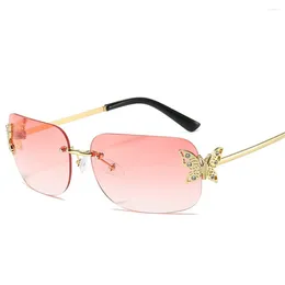 Sunglasses Frameless Butterfly Metal Y2K Millennium Personality European And American Women'S