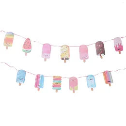 Party Decoration Ice Cream Banner Garland Popsicle Birthday Decorations Bunting Streamer Summer Bar Decor Signs Flag Theme Supplies Favours