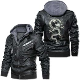 Cong's Traditional Eastern Dragon Symbol Custom with Name PU Leather Vest Coat Jacket for Men US
