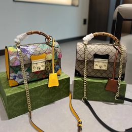 Designer Bag Luxury Handbag Wallet Padlock Shima Gold Chain Shoulder Bag Bee Print Canvas Women's Fashion Cross Body Bags Bamboo Joint Small Box
