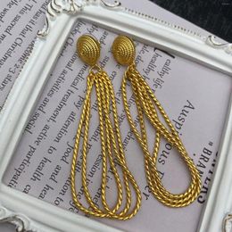 Backs Earrings Embellishment Face Plated Copper Earrings/ear Clips Women Medieval Vintage Trendy Long Style Sweeping Shoulder Tassel