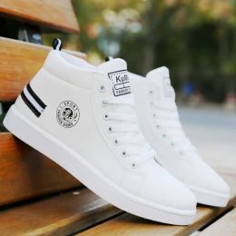 Shoes White Male Sneakers Shoes Casual Sports Versatile Trendy Sports Casual Shoes New Flat Bottomed Korean High Top Sports Shoes