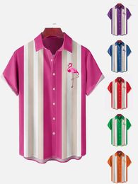 Men's Casual Shirts Flamingo Shirt Summer Bowling Style Hawaiian Short Sleeve Daily Street Wear Comfortable Soft Top Fashion Button Desi