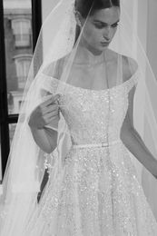 elie saab wedding dresses off shoulder lace beaded sequins a line sweep train boho wedding dress custom made beach bridal gowns226L