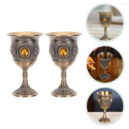 Wine Glasses 2 Pcs European Cup Rose Multi-function Retro Goblet Decorative Home Supply