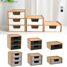 Jewellery Boxes 1/2 layer Bamboo Cosmetic Drer Storage Box Desktop Jewellery Office Stationery Small Objects Storage Box L240323