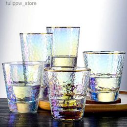 Wine Glasses Fashion Phnom Penh Colourful Glass Water Cup Handmade High Temperature Resistant Restaurant Home Hammer Pattern Drinking Glasses L240323