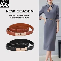 Belts Fashion Women Belt 1.8cm Width Golden Lock Buckle Genuine Leather High Quality Dress Jeans Sweater