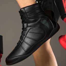 Shoes New Unisex Wrestling Shoes Men Training Shoes Lace Up Wrestling Sneakers Professional Boxing Shoes High Top Fighting Sneakers