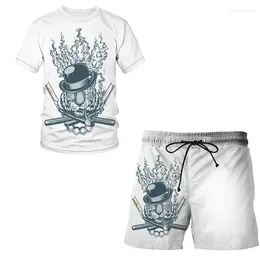 Men's Tracksuits T-shirt Shorts Set 2pcs European And American Adult Series Men Women O Neck 2024 Tops Suit Unisex Clothing Beach Short