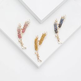 copricapo di fascino Spille da donna Stile moda coreana Strass Spiga di grano Risvolto Spille in zircone di cristallo Accessori di gioielli di lusso per l'abbigliamento
