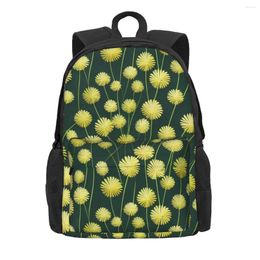 Backpack Dandelion Print Yellow Green Travel Backpacks Boy Custom Big School Bags Kawaii Rucksack