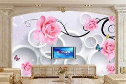 Wallpapers Large Murals Rose Circle Drops Reflection 3d Butterfly Wallpaper Living Room Tv Sofa Wall Bedroom Papel De Parede