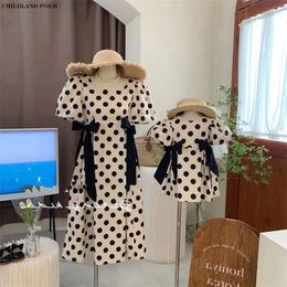 Mother Daughter Matching Clothes Summer Polka Dot Mom Daughter Dresses Korea Style Family Matching Outfits Mommy And Me Clothes 240322